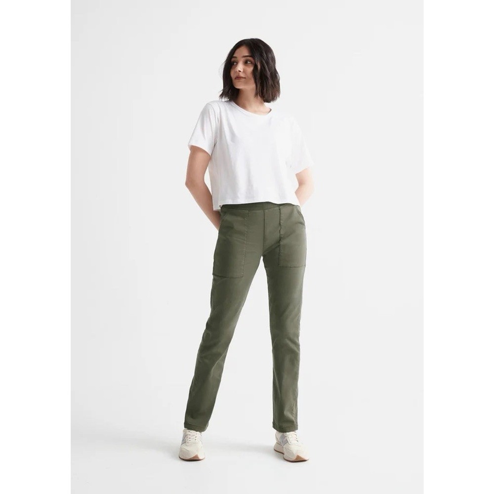 Du/Er No Sweat Everyday Pant Pull On Laurel Green Travel 27" Womens Medium